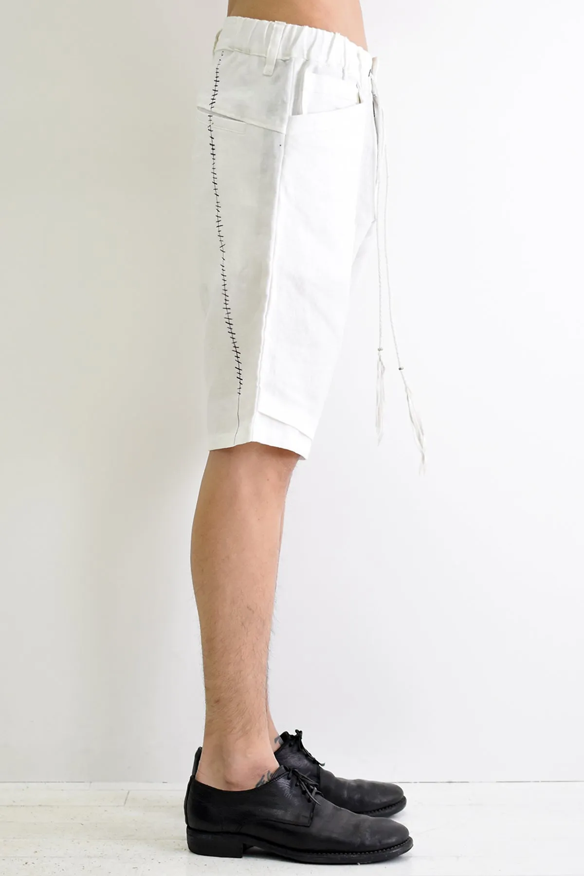 1901-PT11B 6 Pockets Linen Shorts White