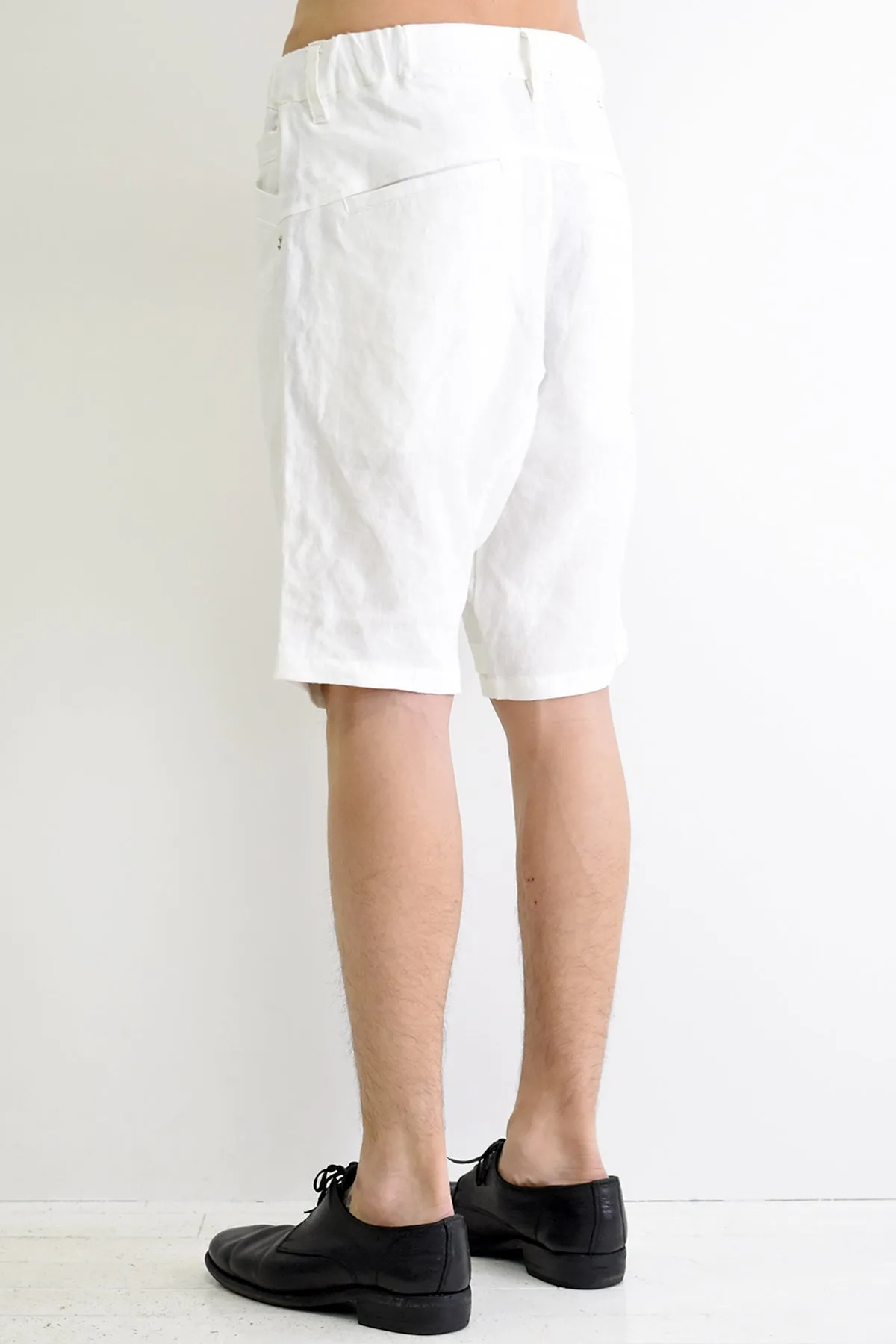 1901-PT11B 6 Pockets Linen Shorts White
