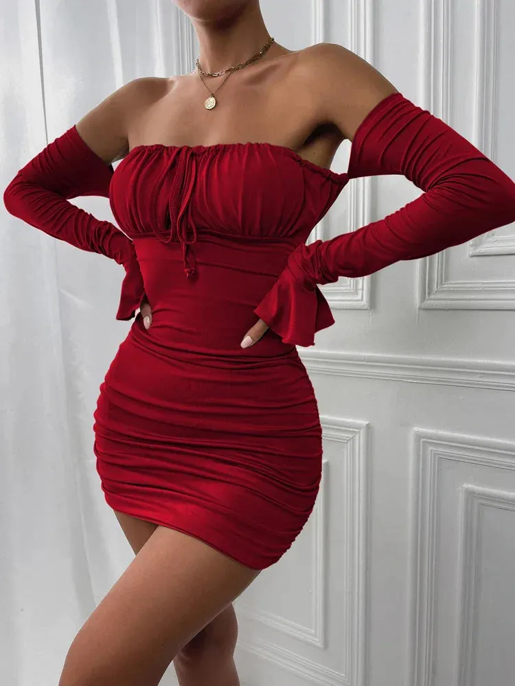 2024 Autumn Green Ruffle Clubwear for Ladies Party Cut Out Dresses