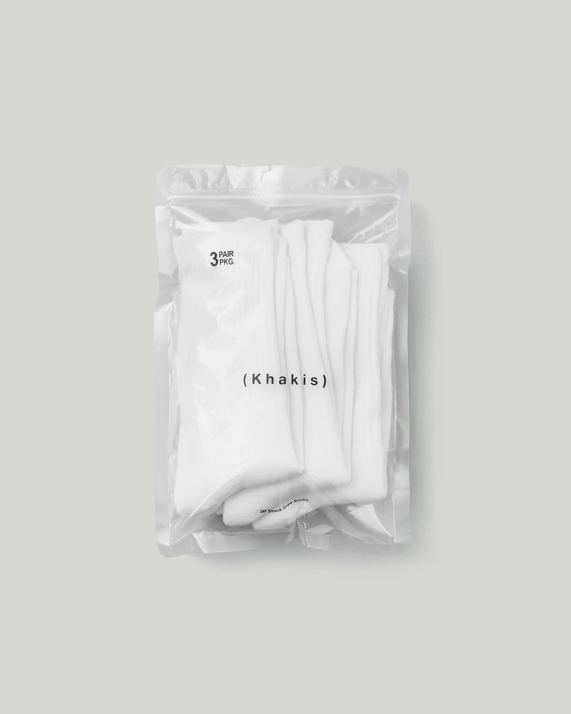 3P Stock Crew Socks White