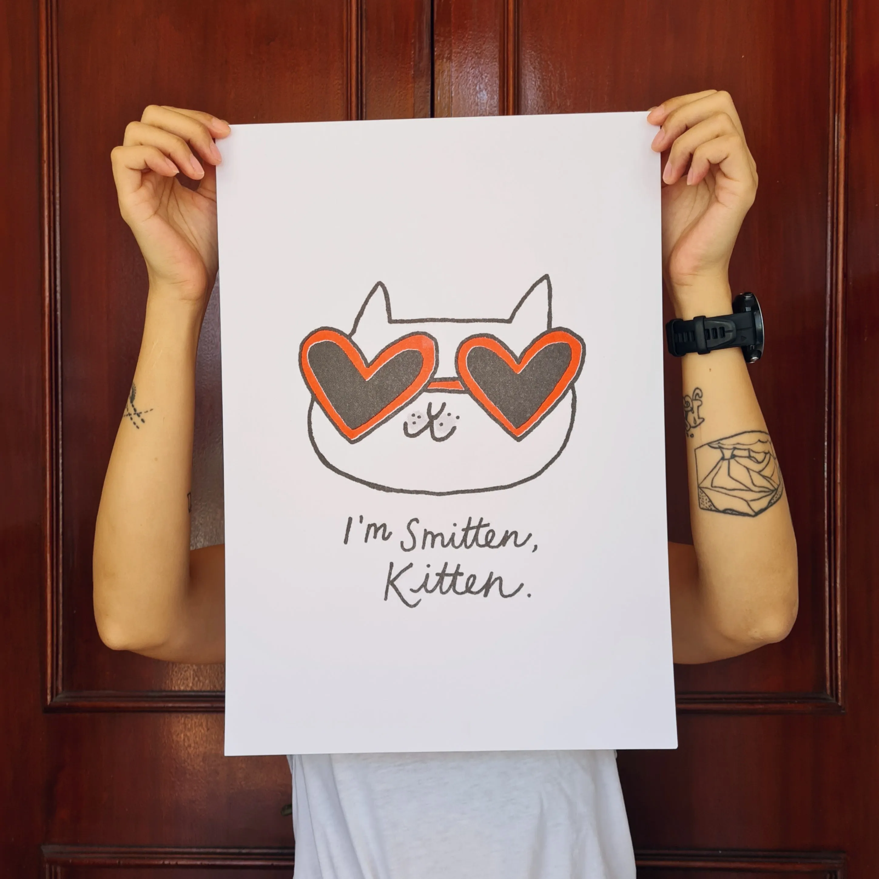 A3 Smitten Kitten Riso Print