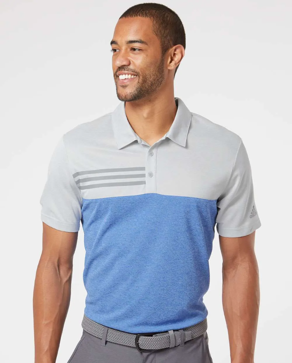 Adidas Heathered Colorblock 3-Stripes Sport Shirt