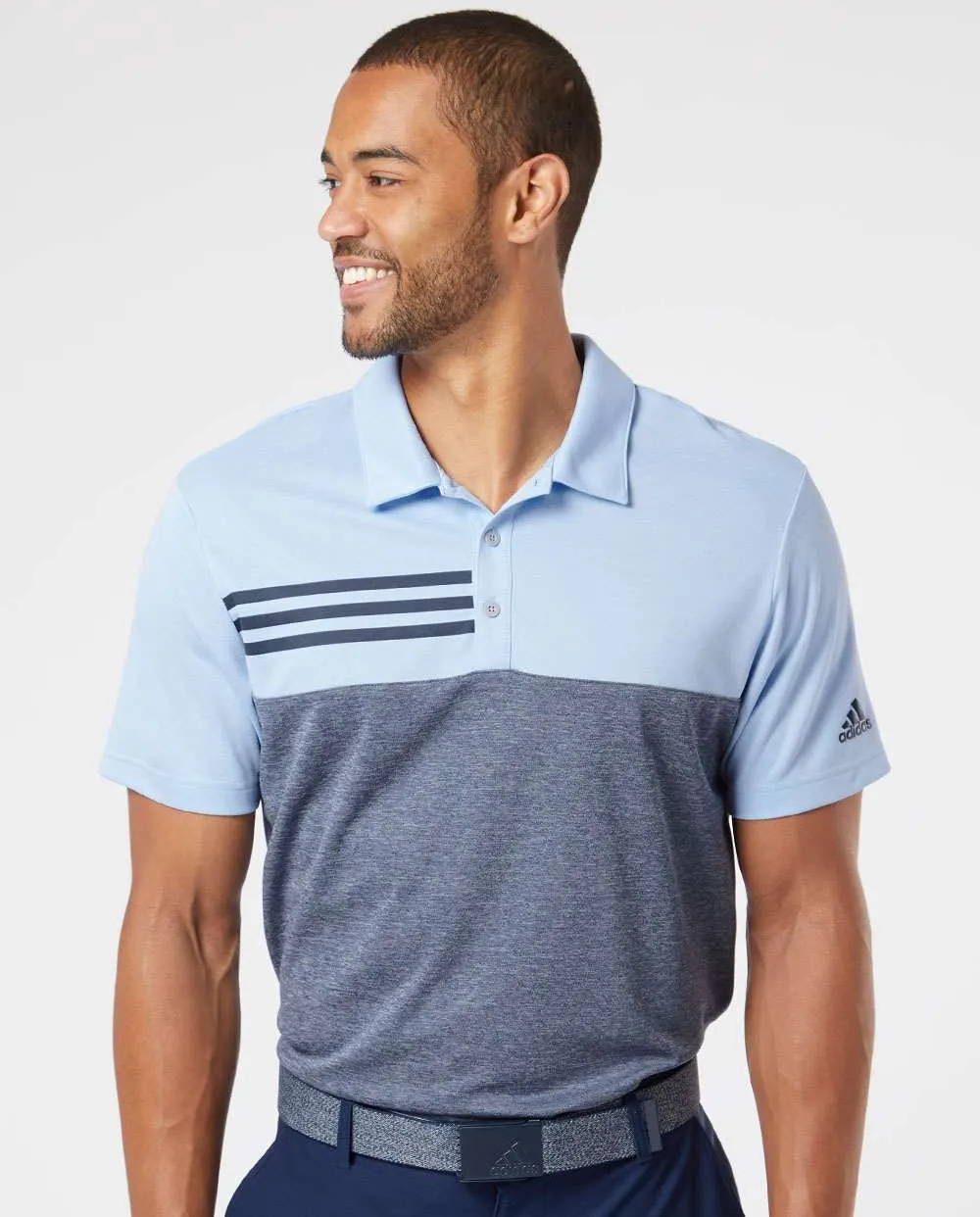 Adidas Heathered Colorblock 3-Stripes Sport Shirt