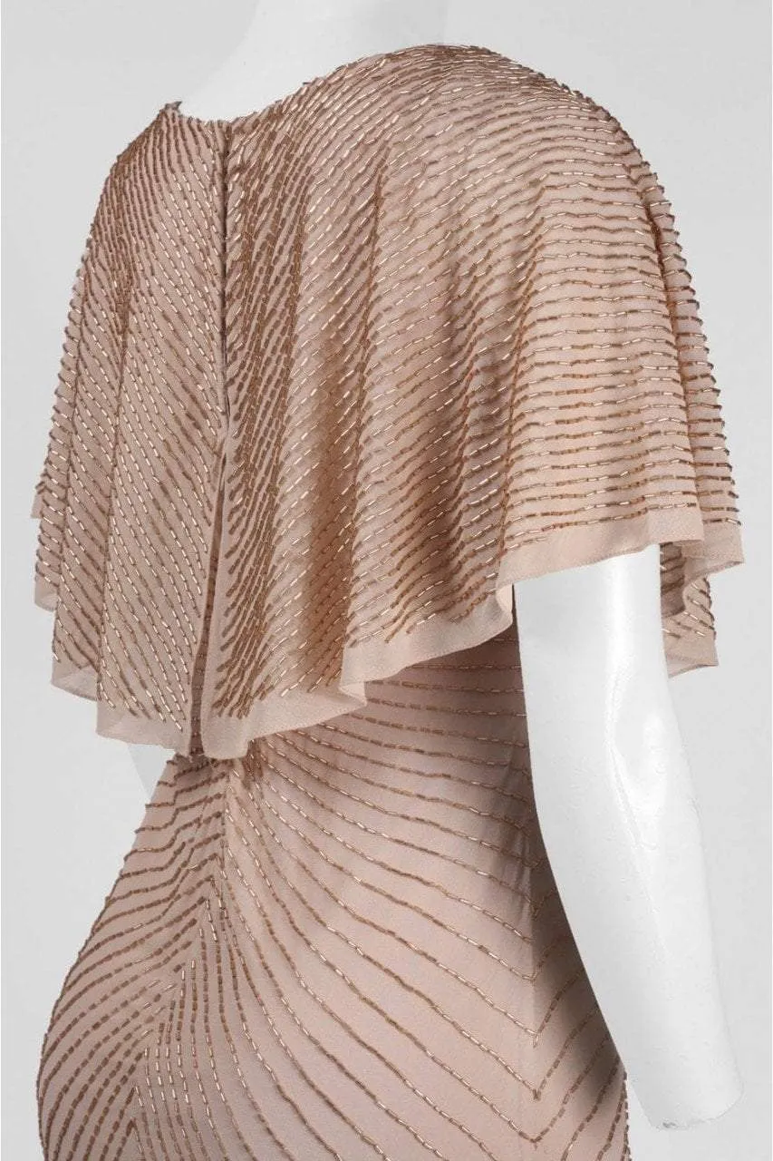 Aidan Mattox - 54473370 Cape Sleeve Beaded Chiffon Cocktail Dress