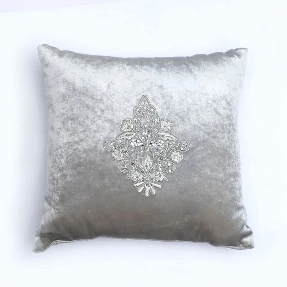 AKC Suede Velvet Embroidered Filled Cushion