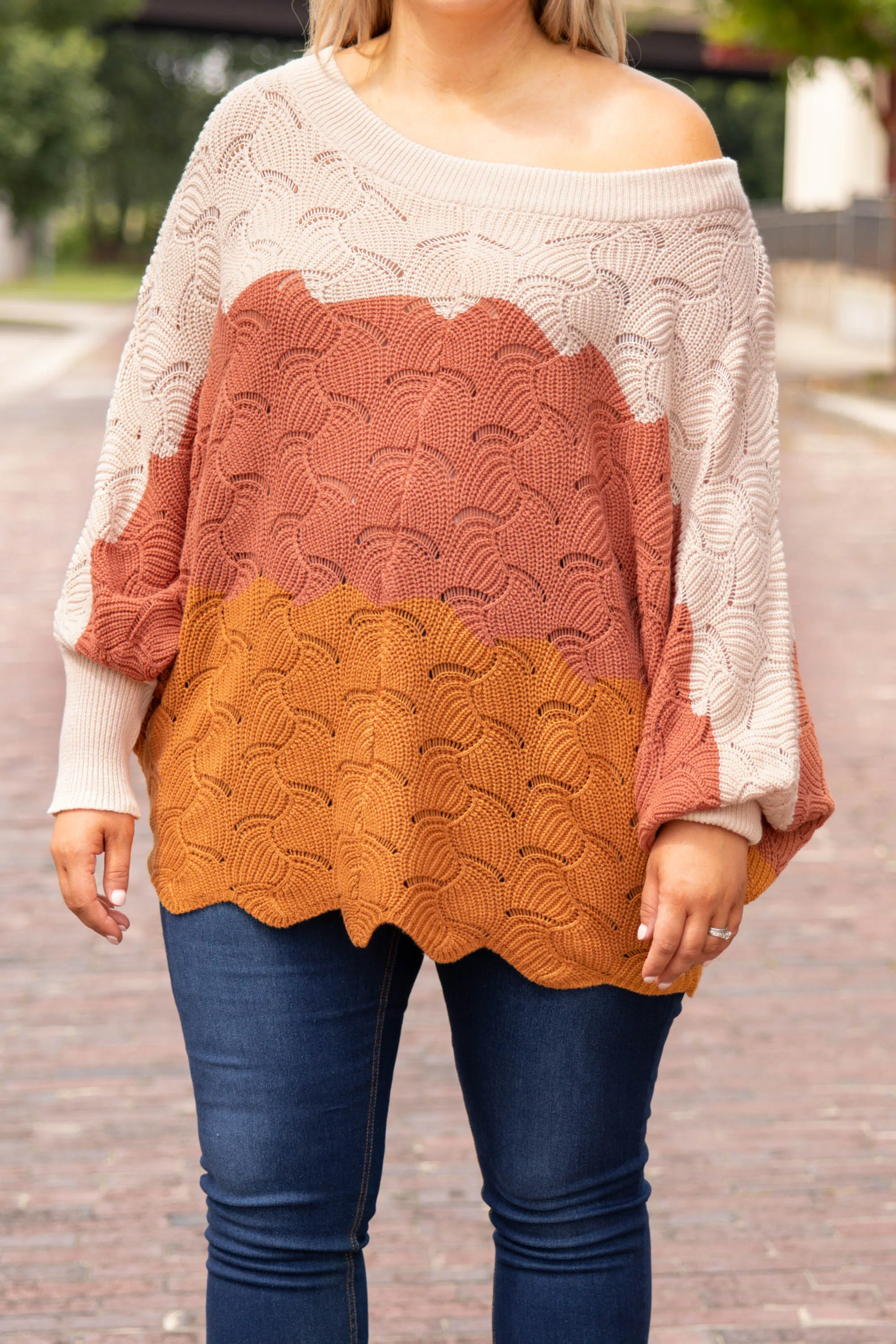 Angel In You Sweater, Natural-Brick-Rust