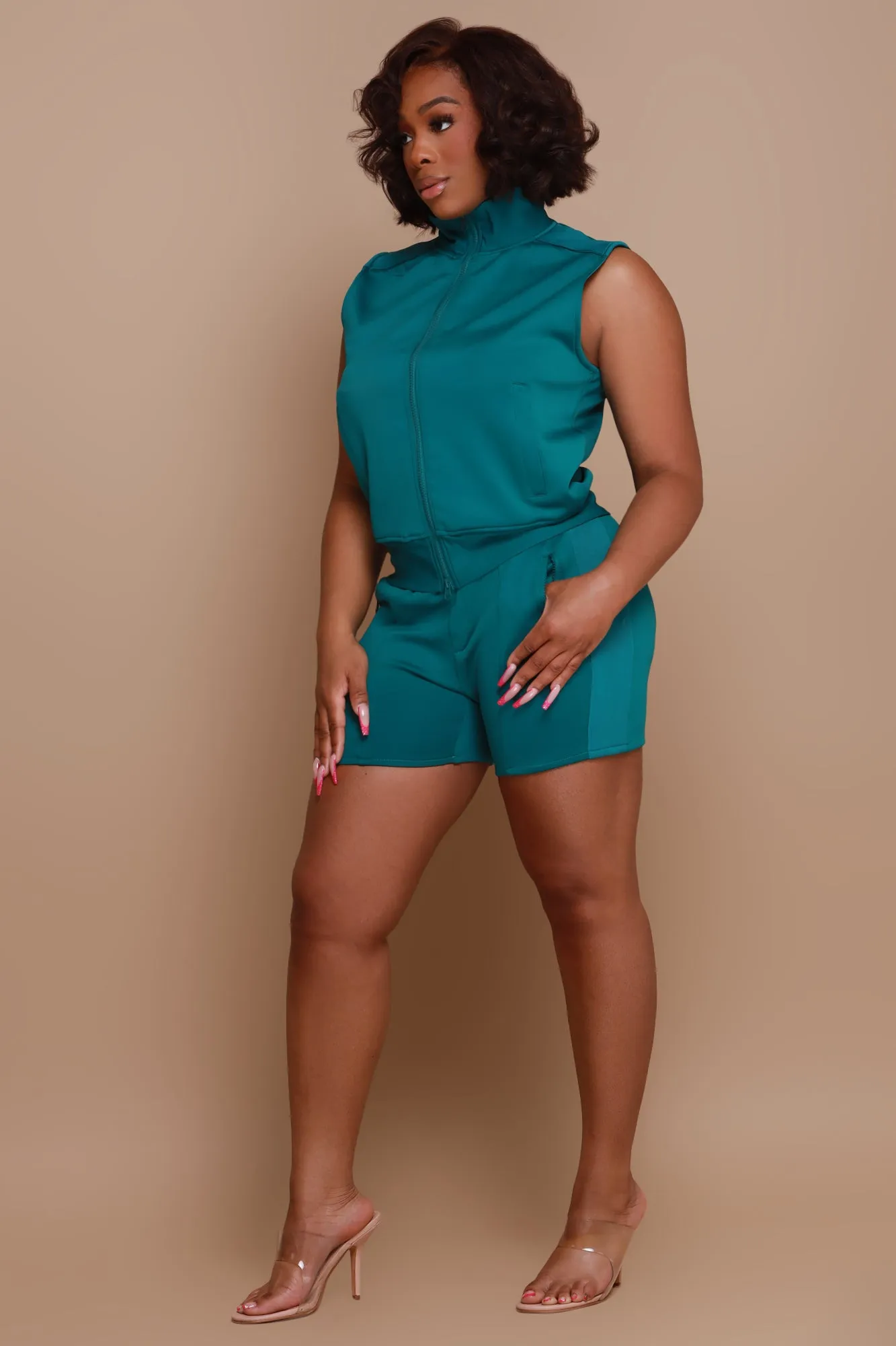 Another One Sleeveless Lined Tracksuit - Teal