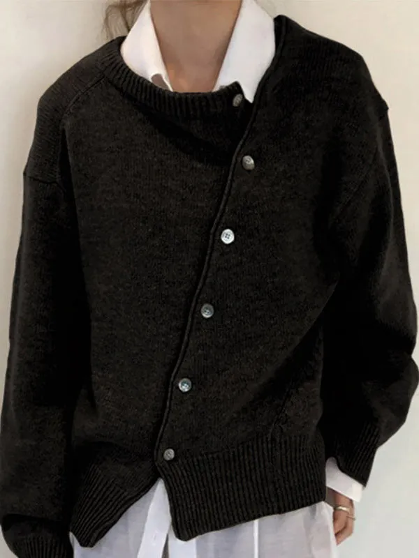 Asymmetrical Button Knit Top