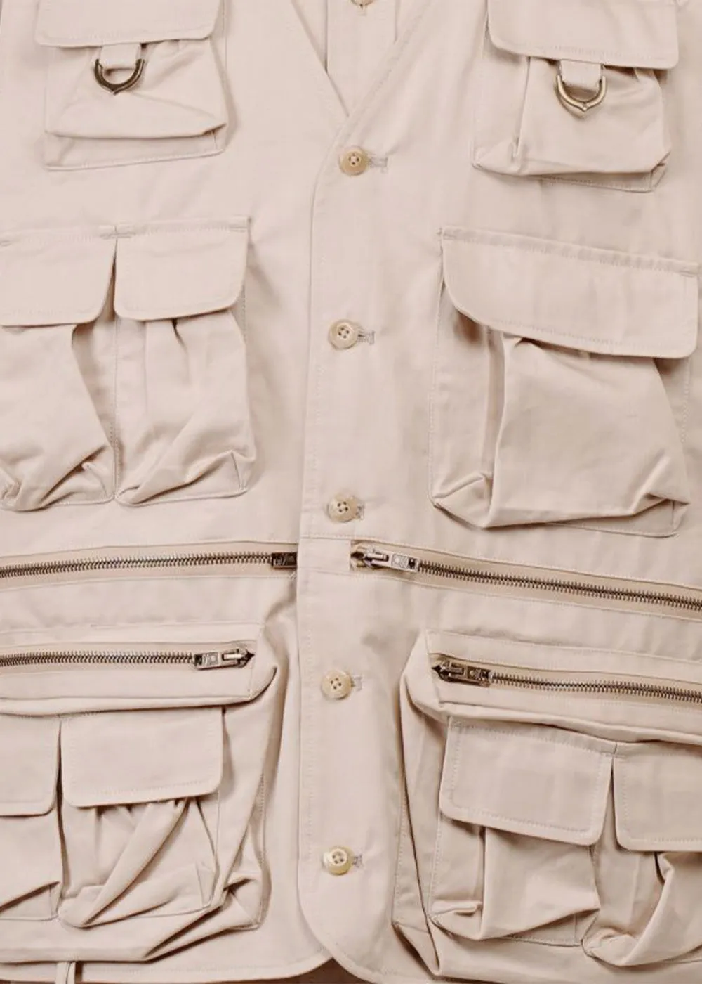 Beige Multi Pockets Shirt Jacket