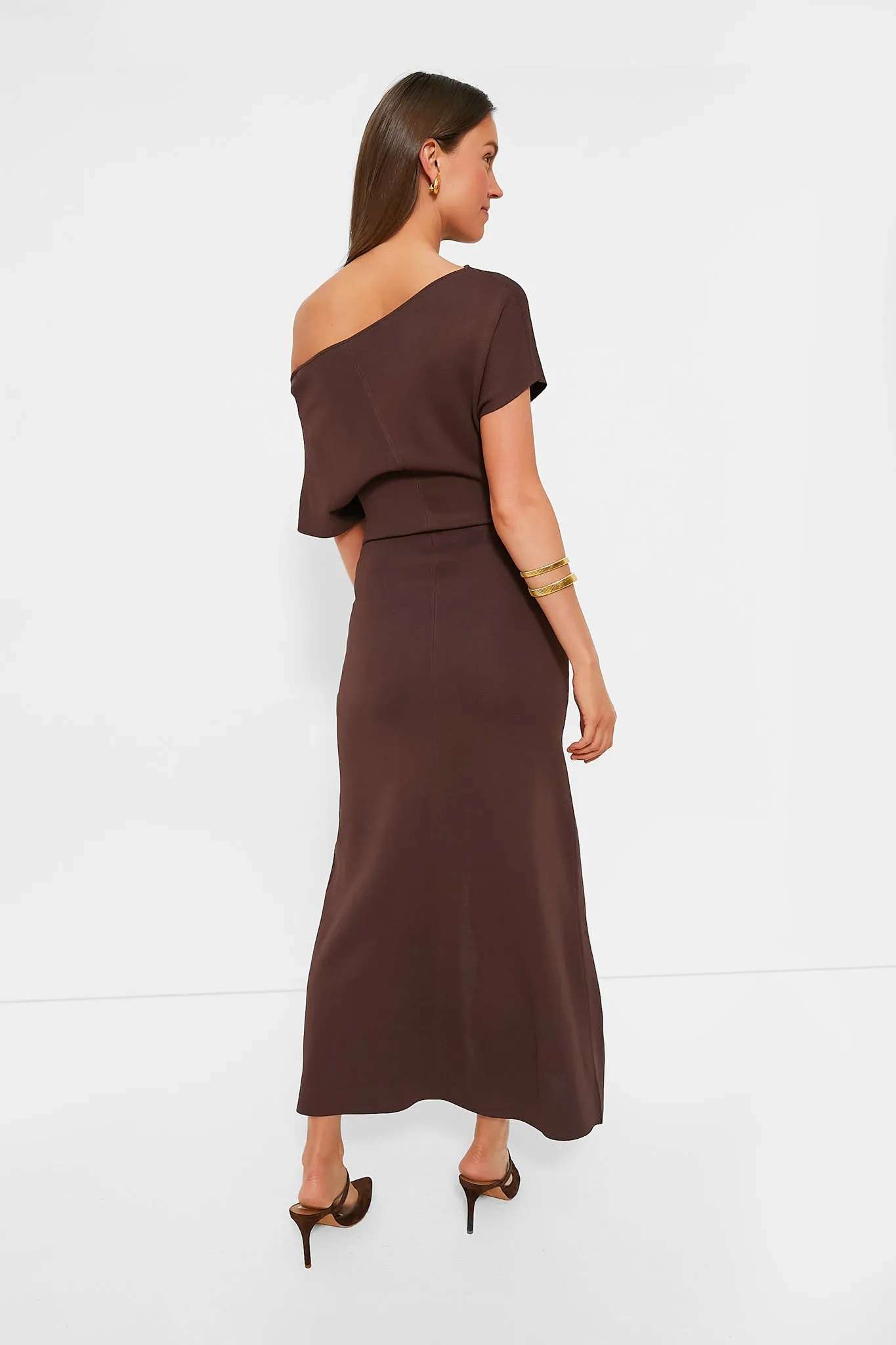 Bitter Chocolate Harris Asymmetric Knit Dress