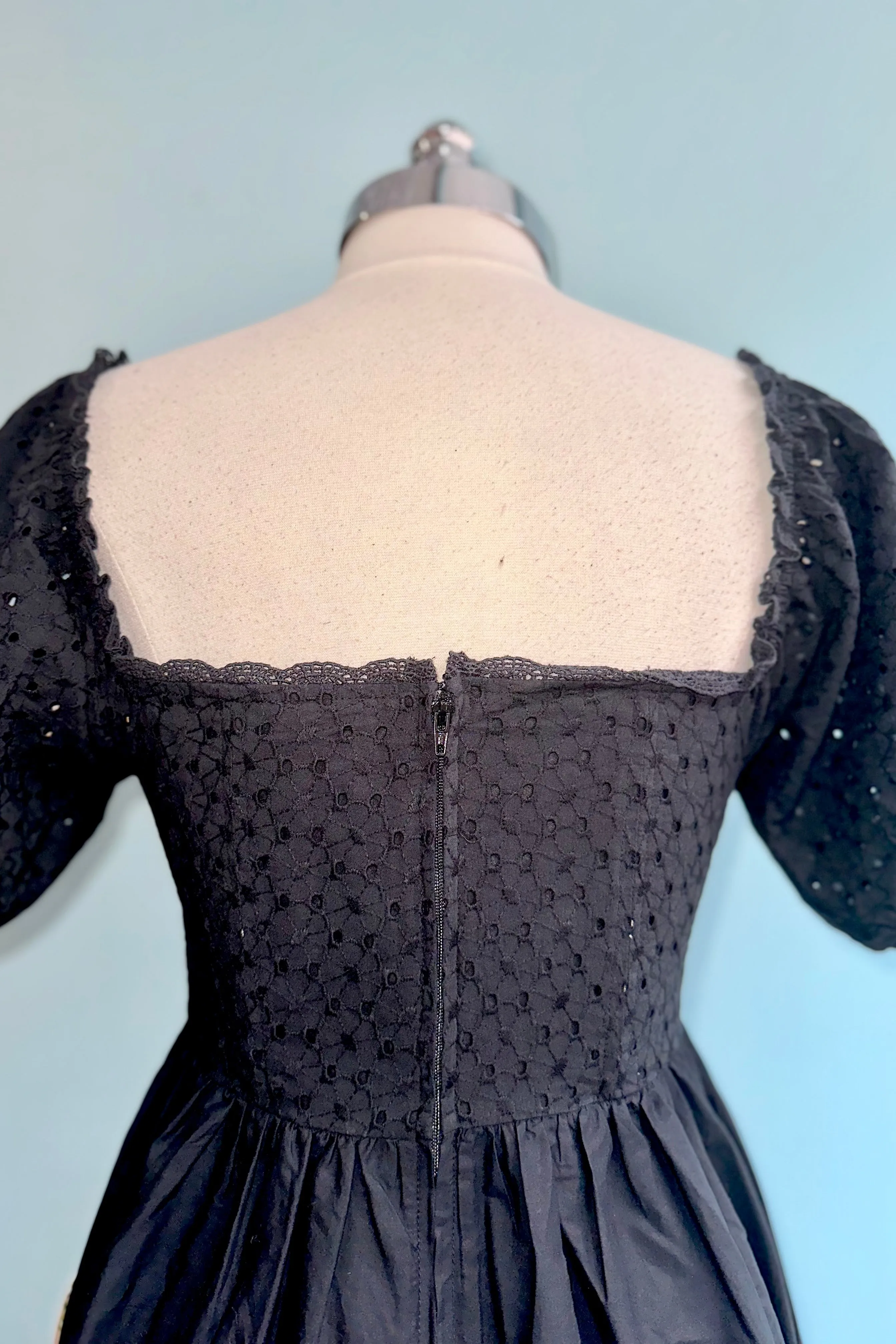 Black Eyelet River Midi Dress in Black by Timeless London