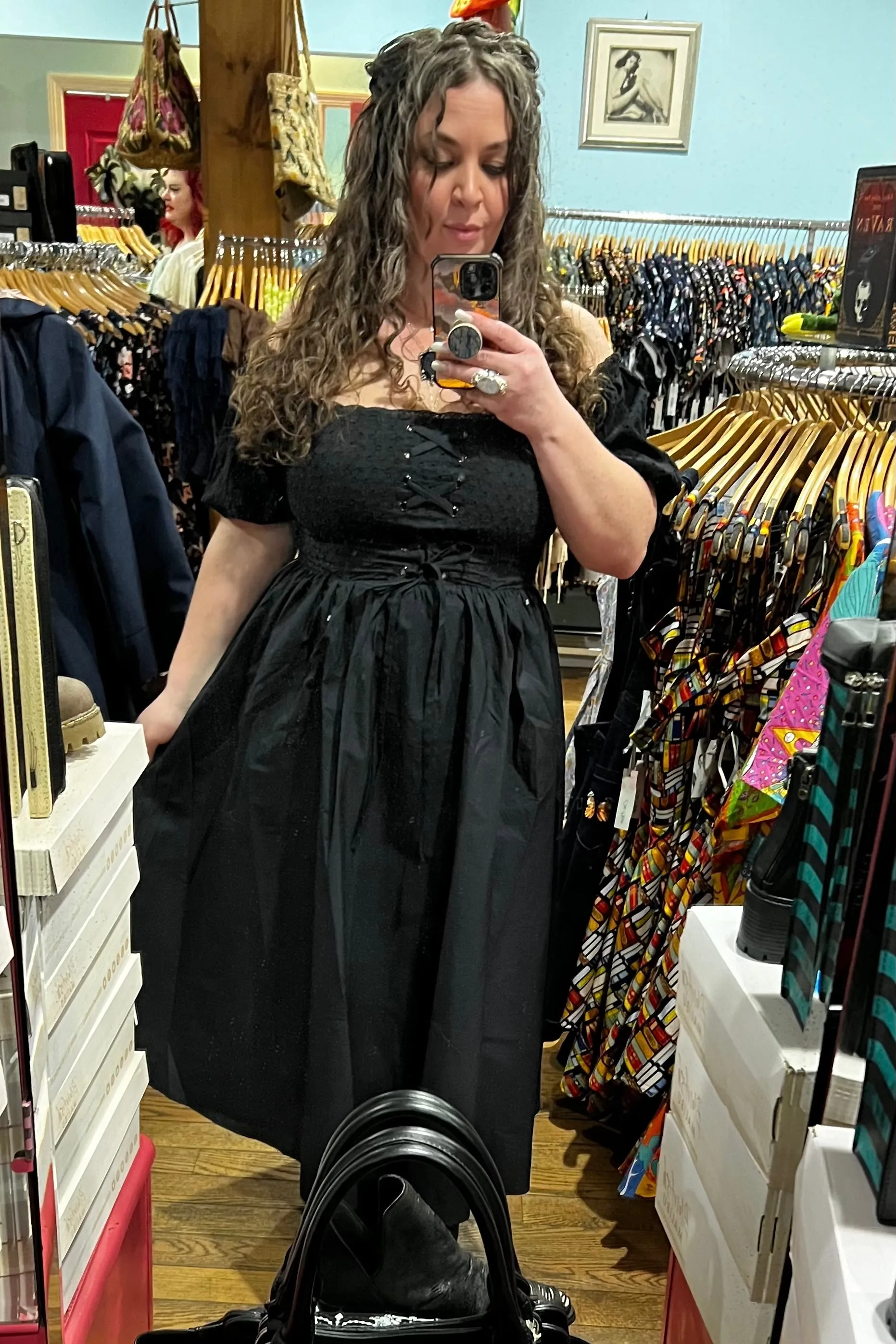 Black Eyelet River Midi Dress in Black by Timeless London