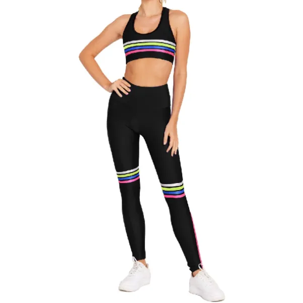 Black Retro Stripe Leggings