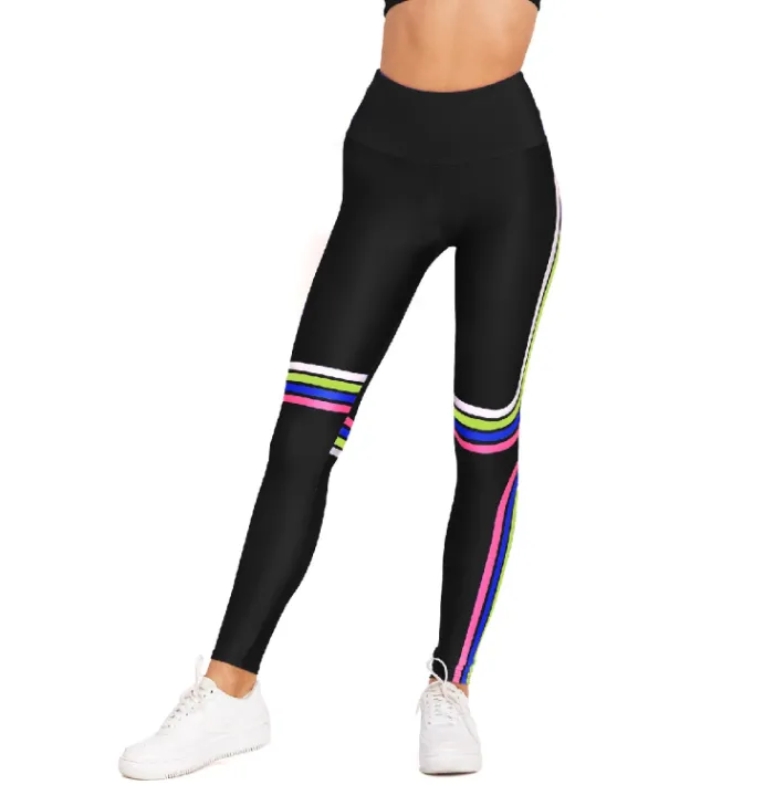Black Retro Stripe Leggings