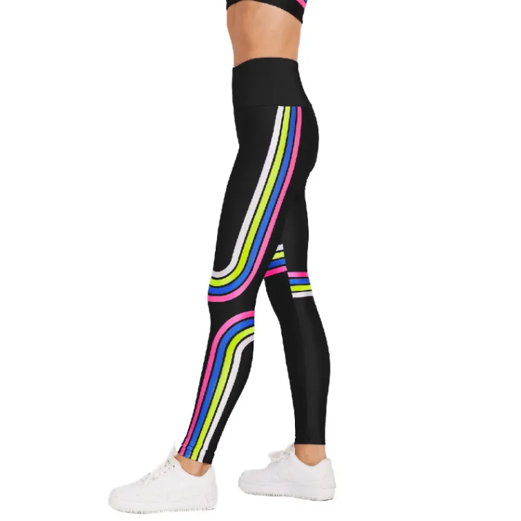 Black Retro Stripe Leggings