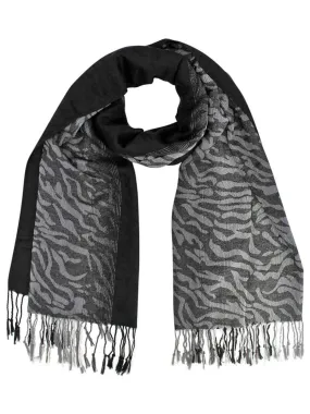 Black Tiger Striped Pashmina Shawl