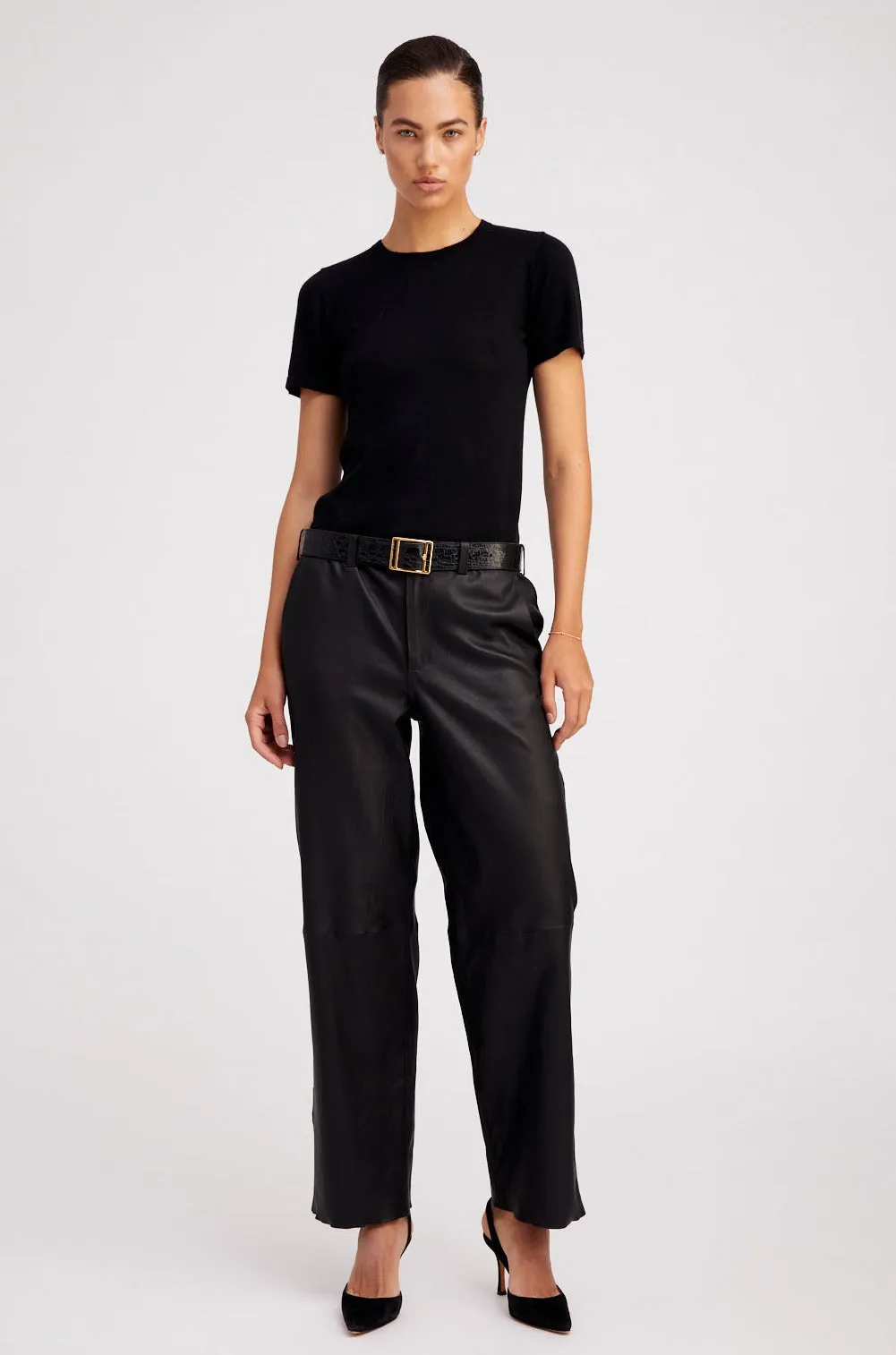 Black Ultra Fine Cashmere Relaxed Tee Shirt