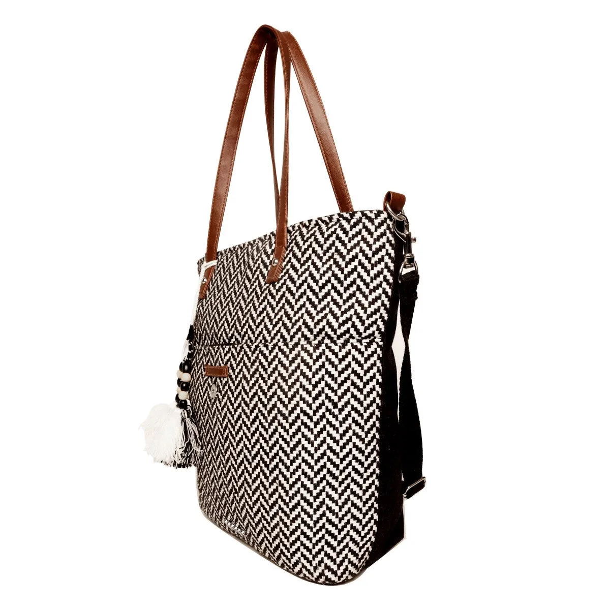 Black White Womens Tote Bag Medium Size