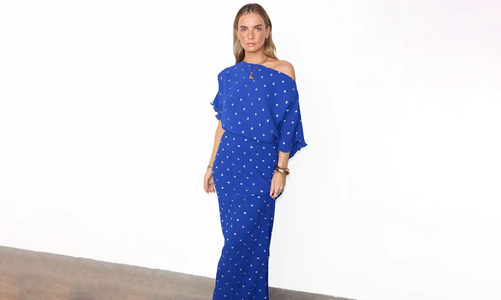 Blue Tilly Plisse Dress Petite