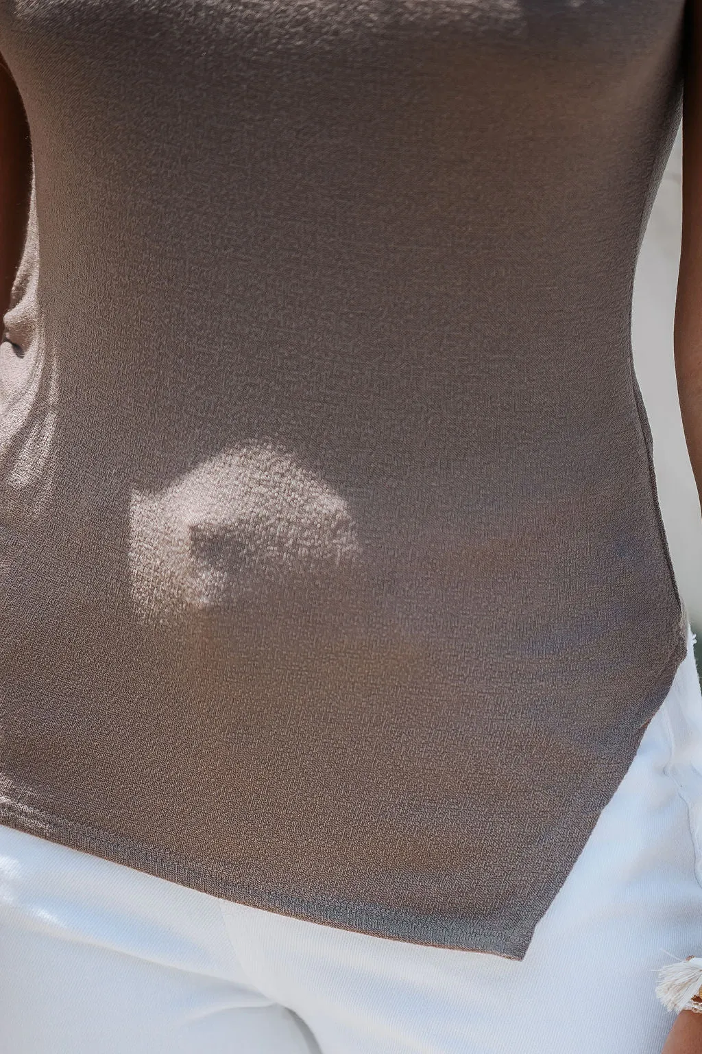 Brown Ruched Asymmetrical Top - FINAL SALE