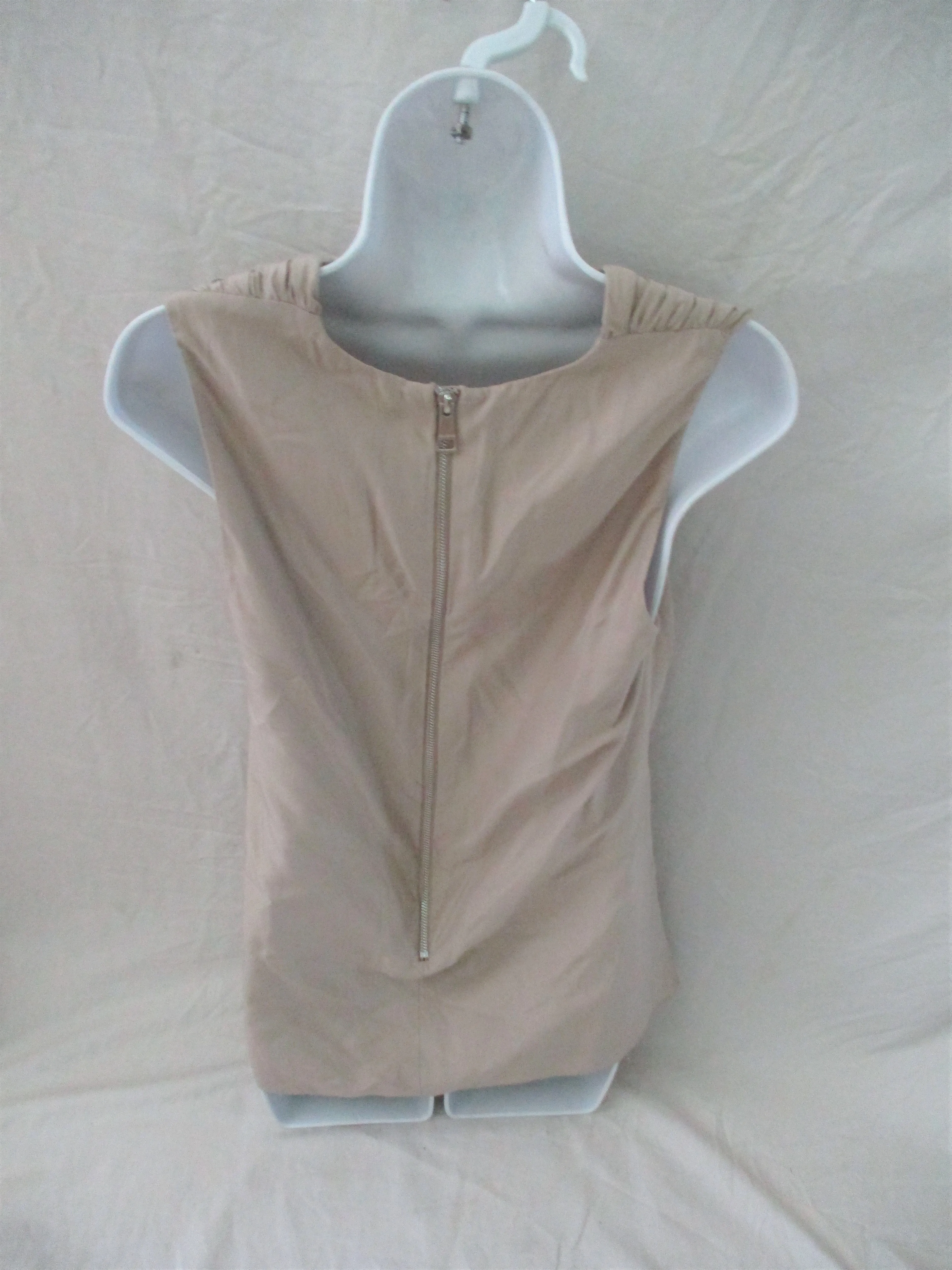 BURBERRY 100% SILK Ruched TOP BEIGE TAUPE 42 Shirt Blouse