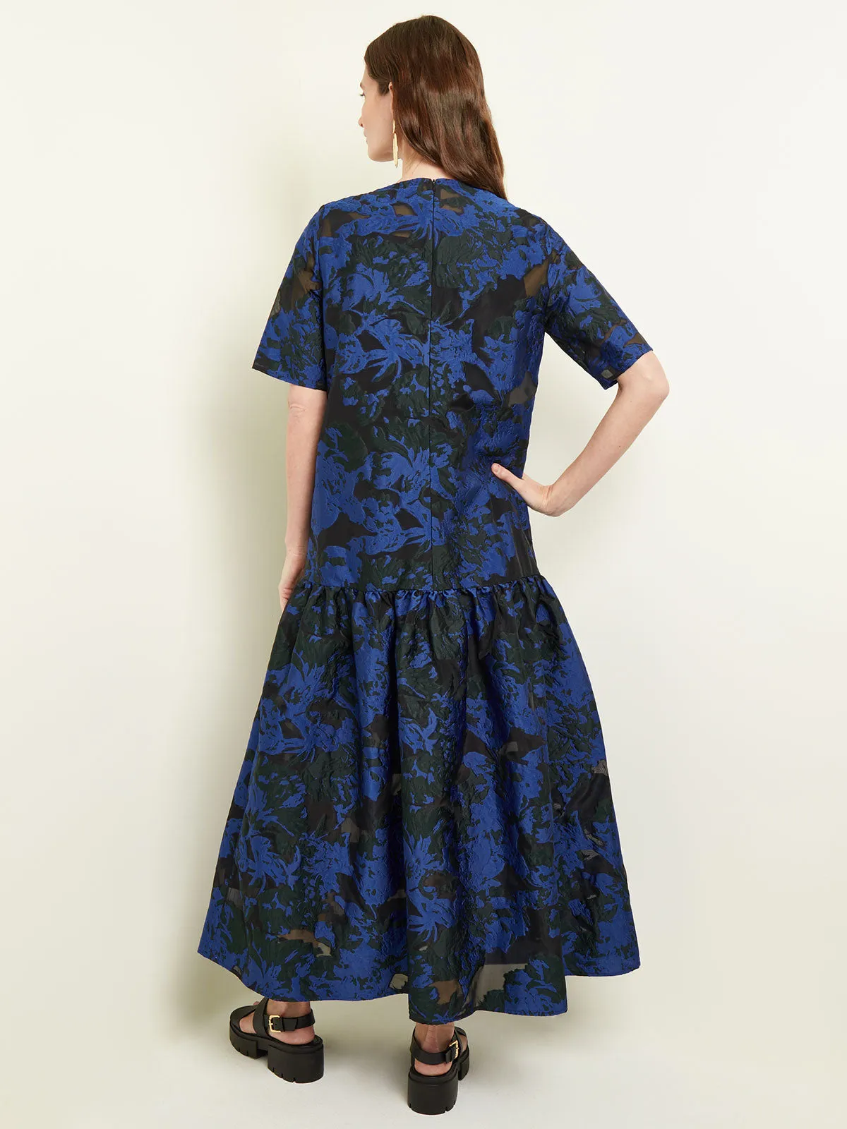 Burnout Jacquard Woven Maxi Dress