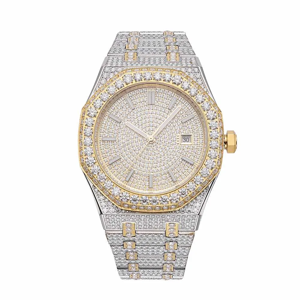Bust Down Moissanite Watch | 44MM | 14K Yellow Gold | Iced Out