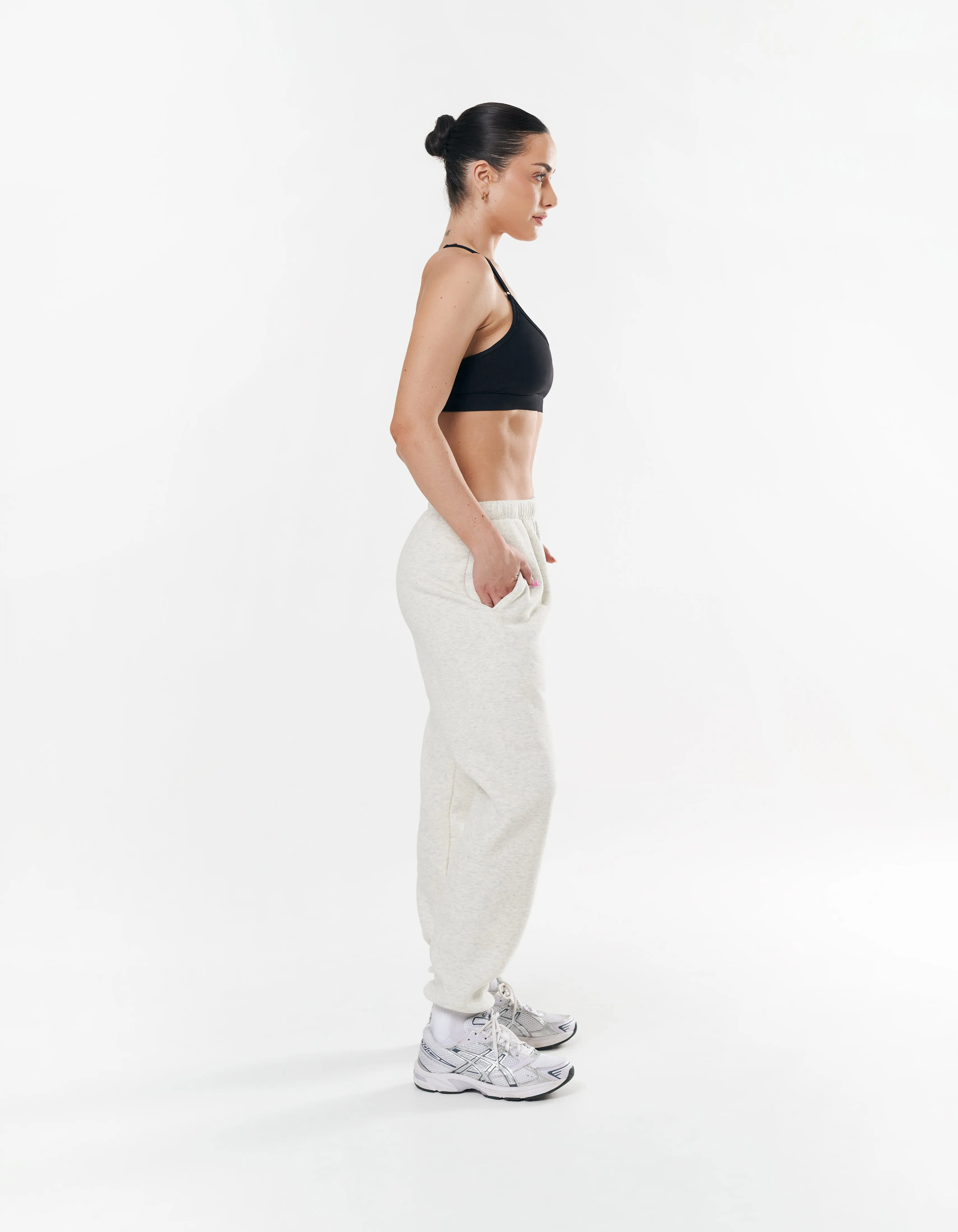 Classic Cuffed Jogger - Light Grey/Pink