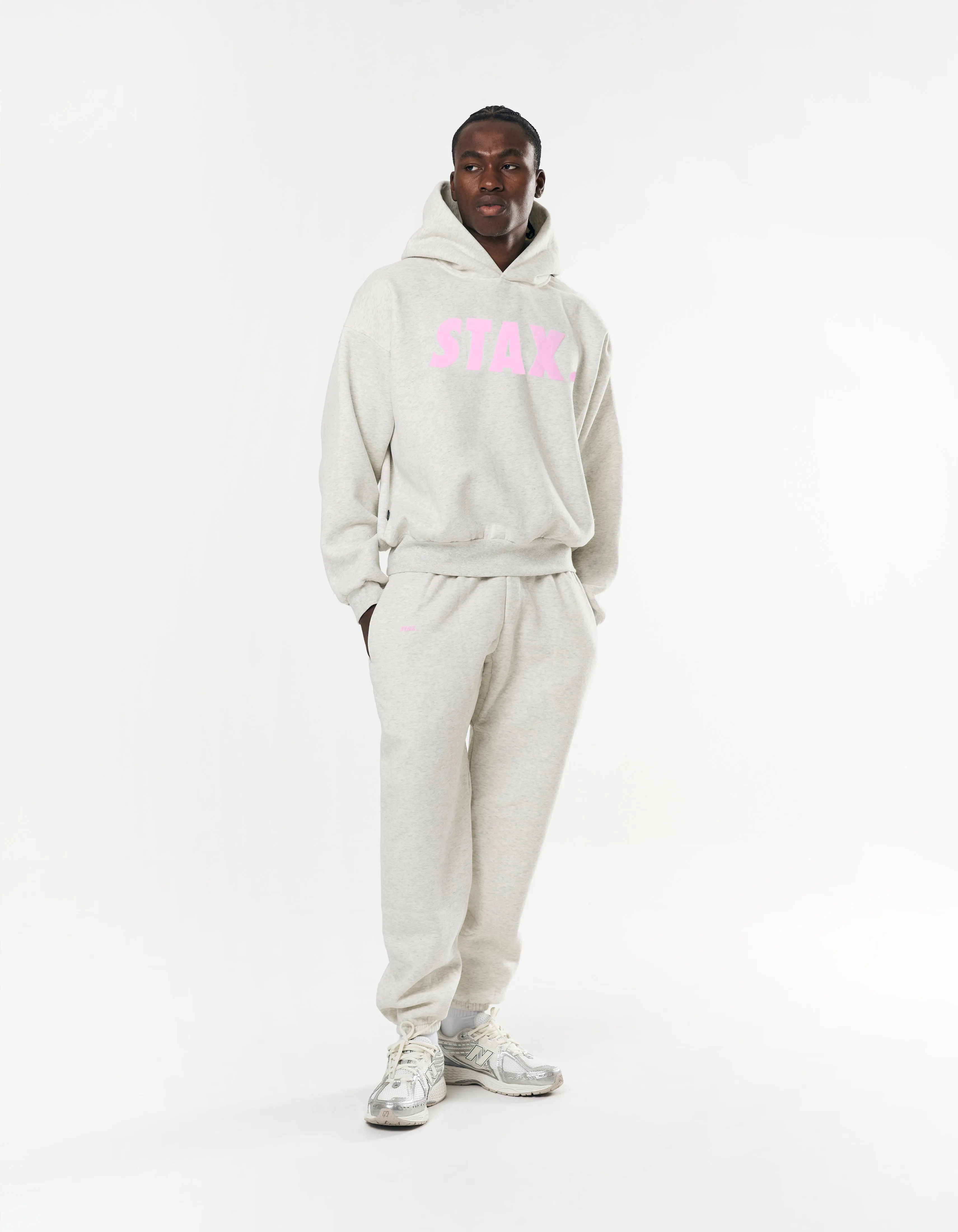 Classic Cuffed Jogger - Light Grey/Pink