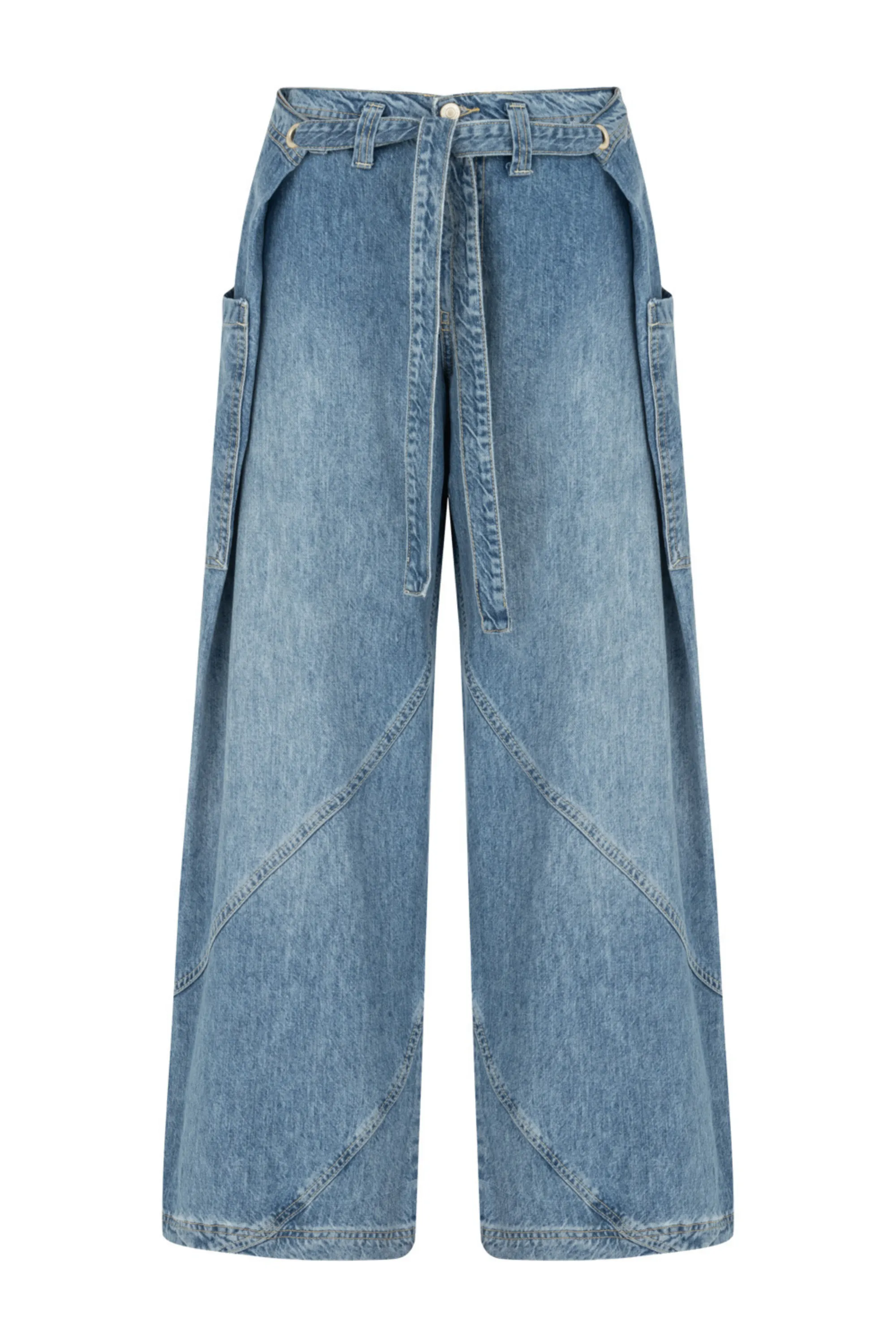 Contrast Top Stitching Pockets Jeans