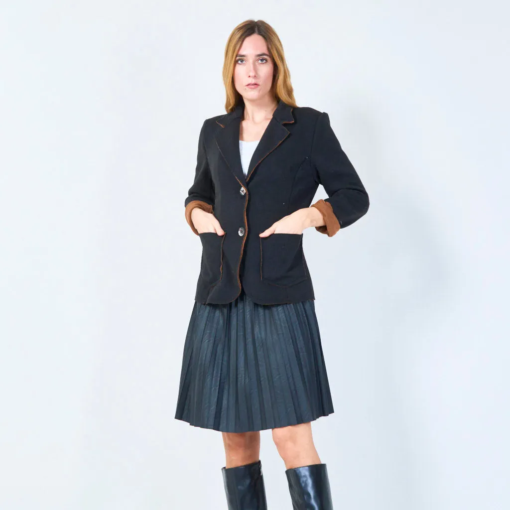 Contrast trim blazer with patch pockets wholesale