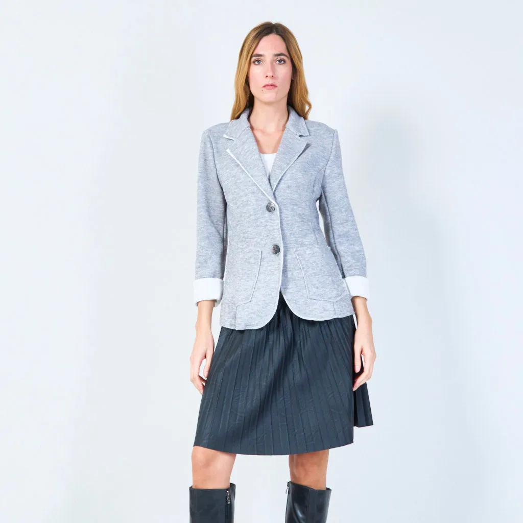 Contrast trim blazer with patch pockets wholesale