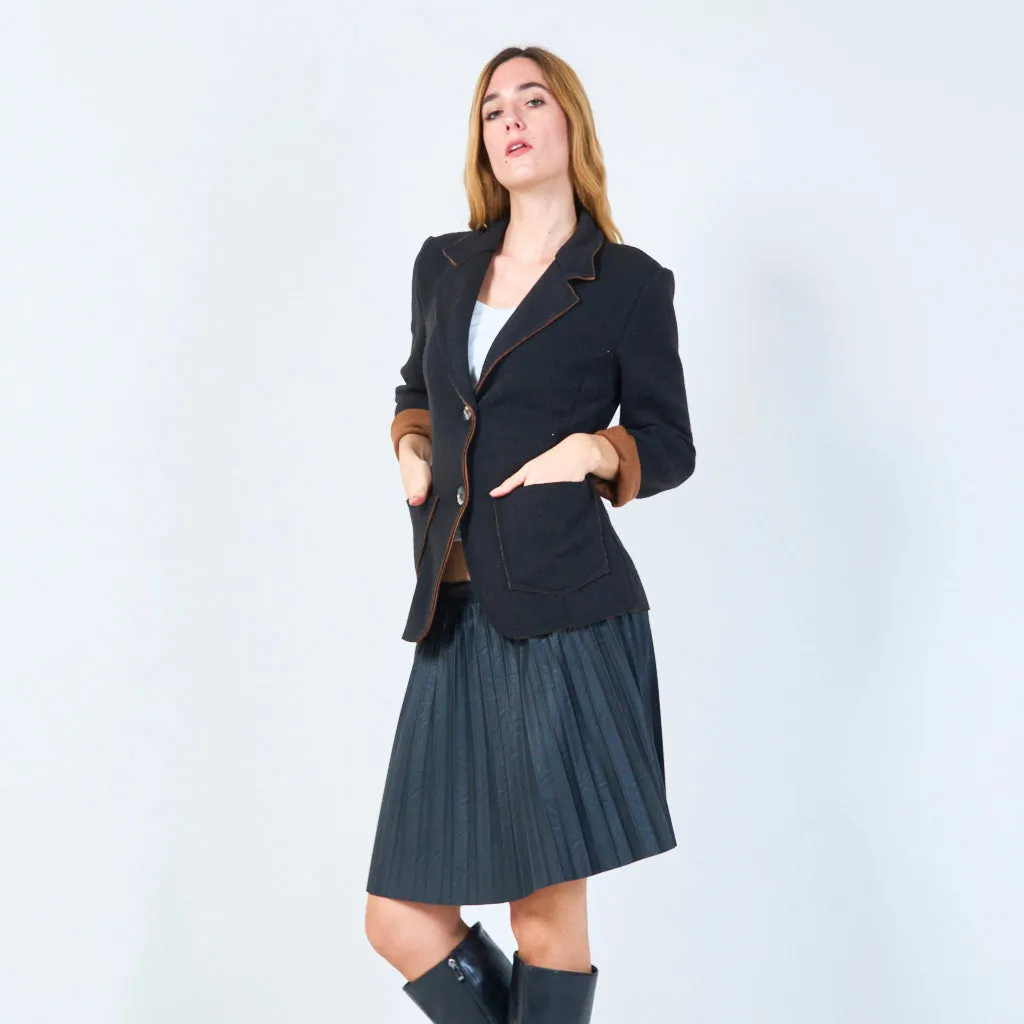 Contrast trim blazer with patch pockets wholesale