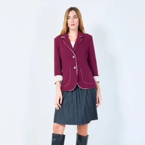 Contrast trim blazer with patch pockets wholesale