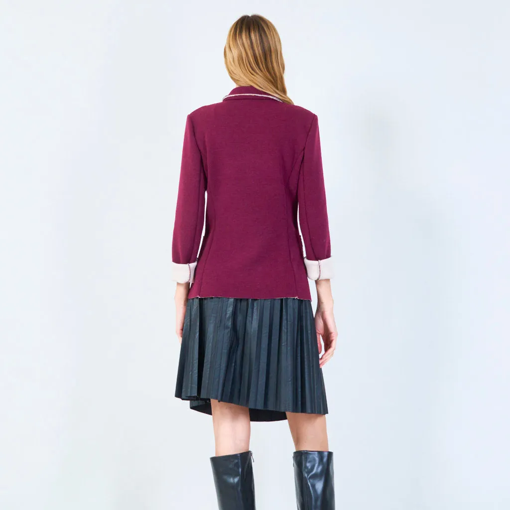 Contrast trim blazer with patch pockets wholesale