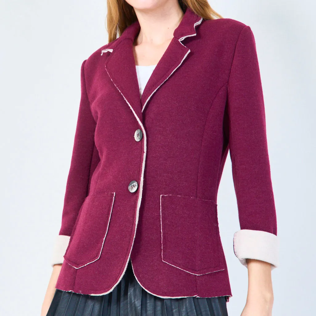Contrast trim blazer with patch pockets wholesale