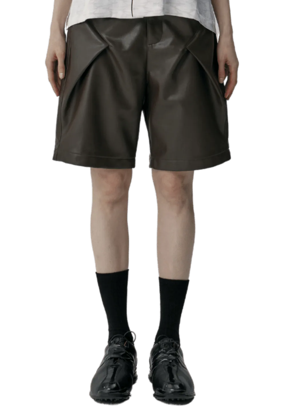 Cornered Leather Shorts