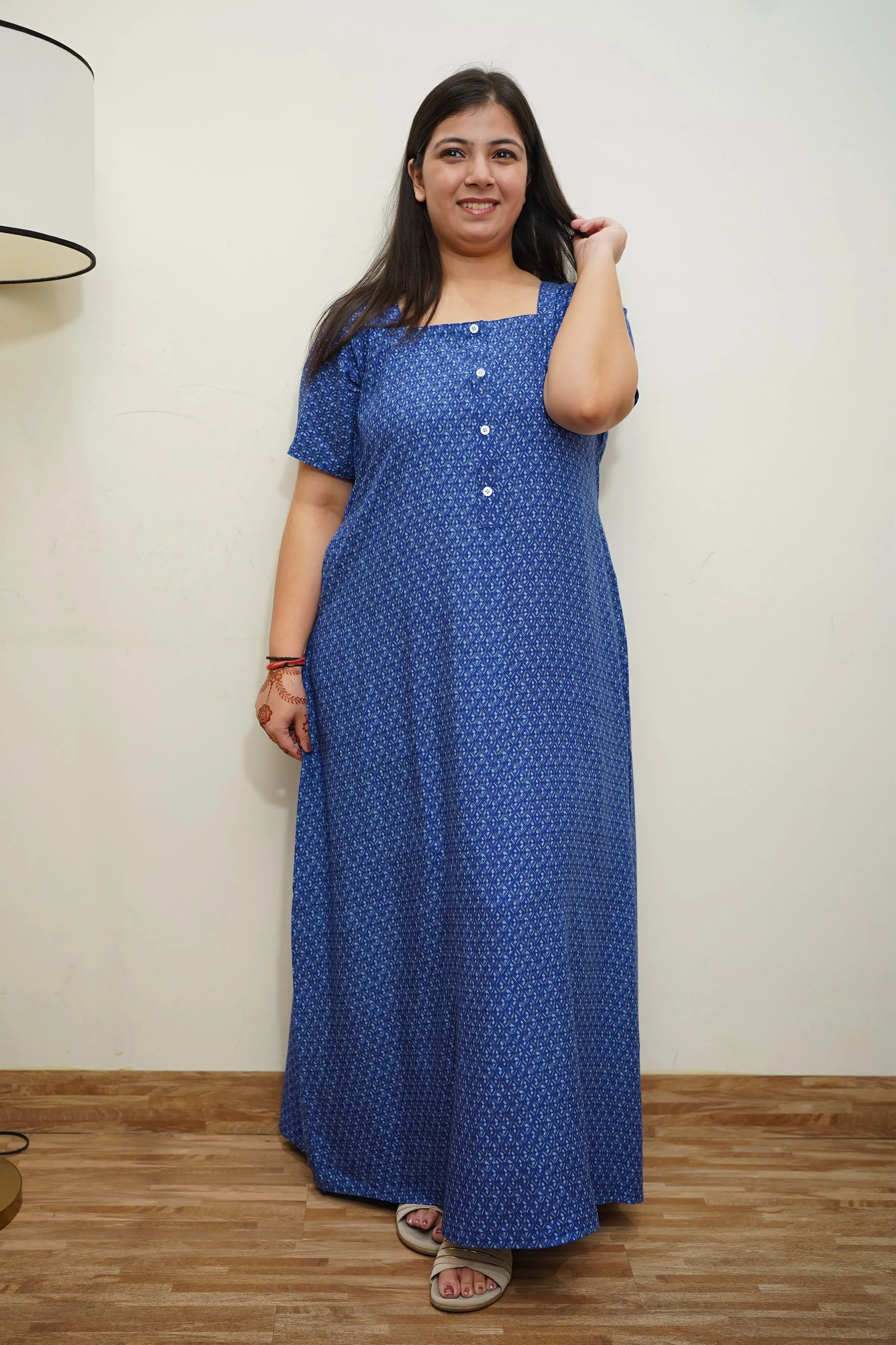 Cozy Cobalt Rayon Night Gown