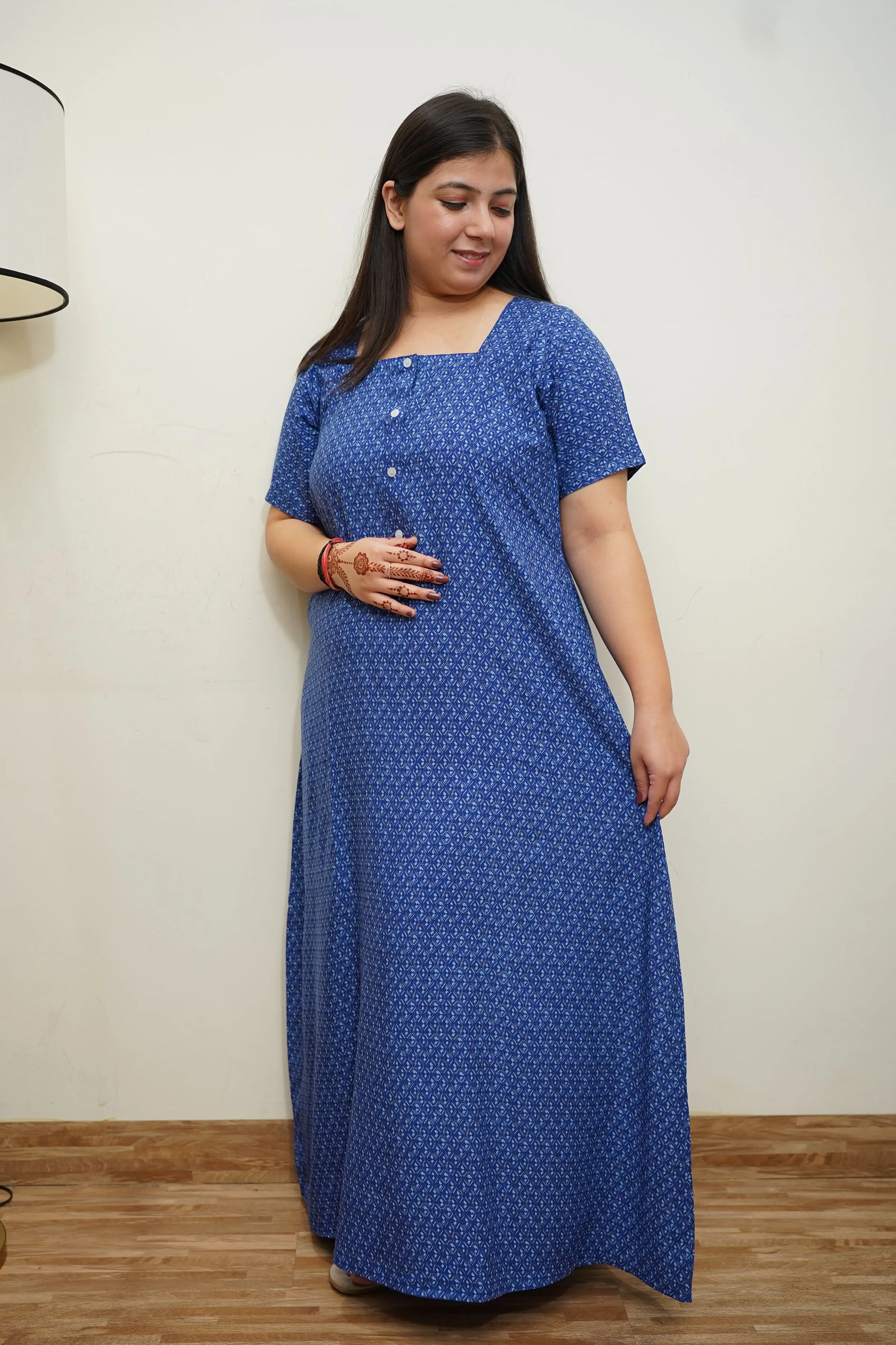 Cozy Cobalt Rayon Night Gown