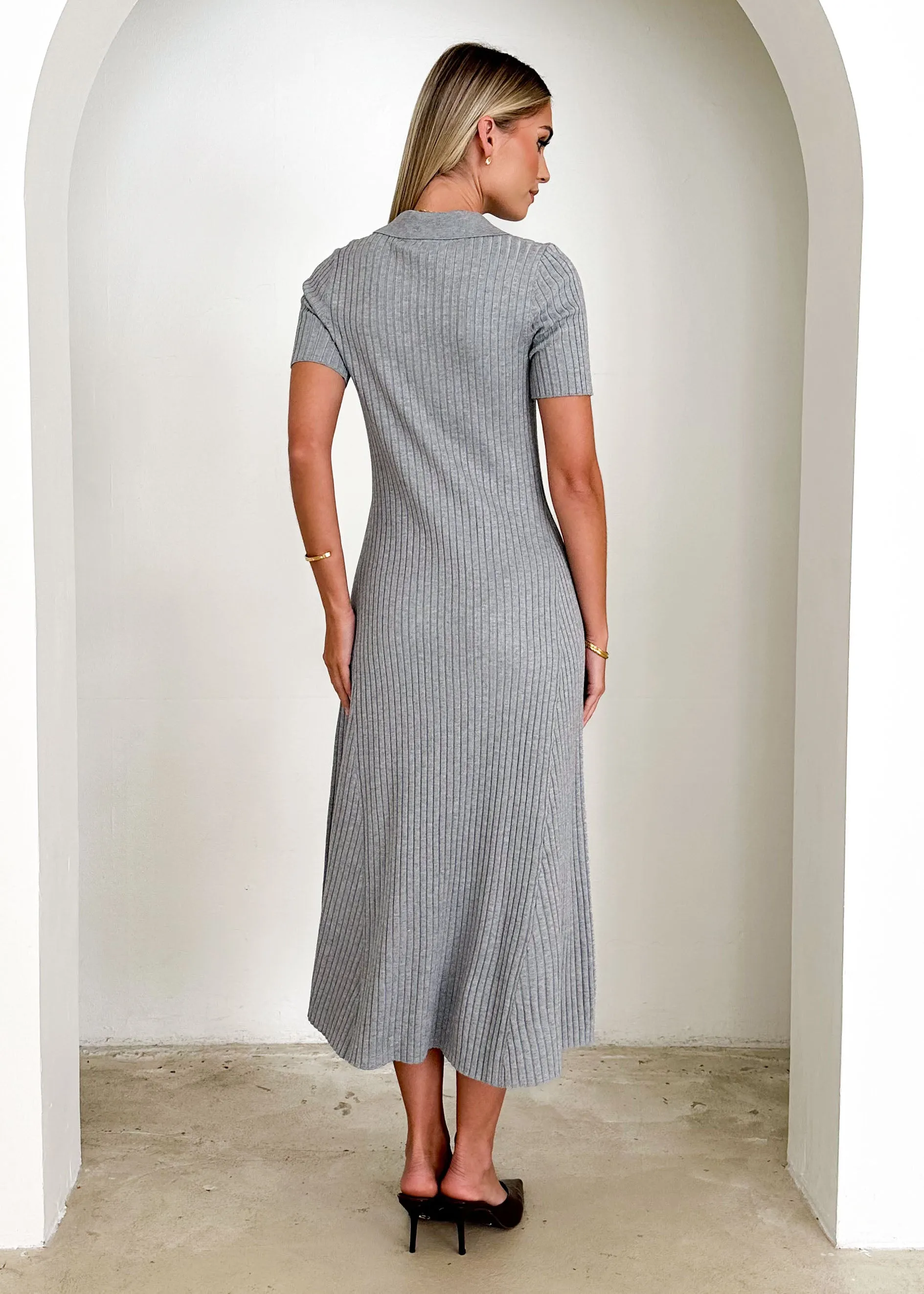 Dallis Knit Midi Dress - Grey