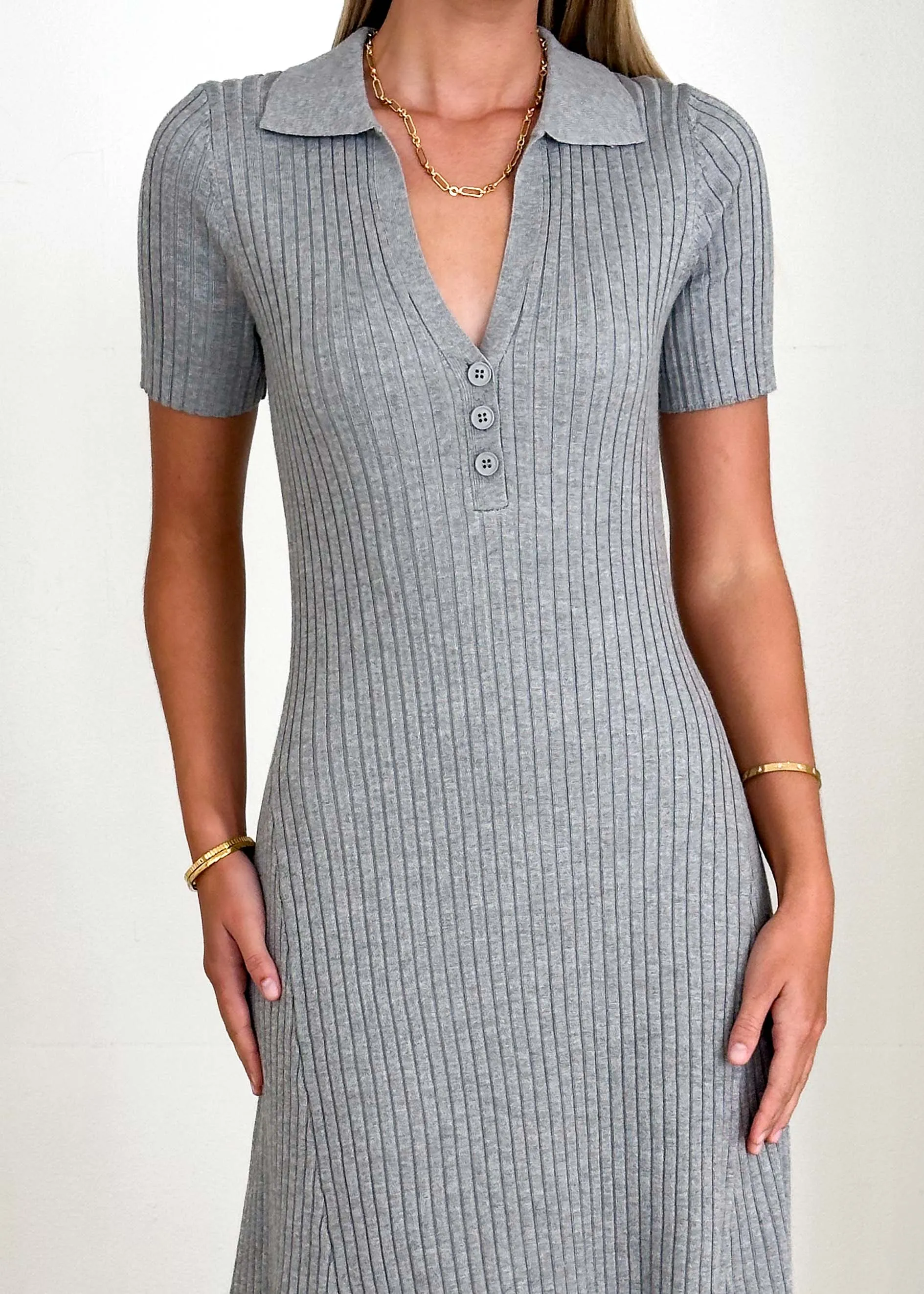 Dallis Knit Midi Dress - Grey