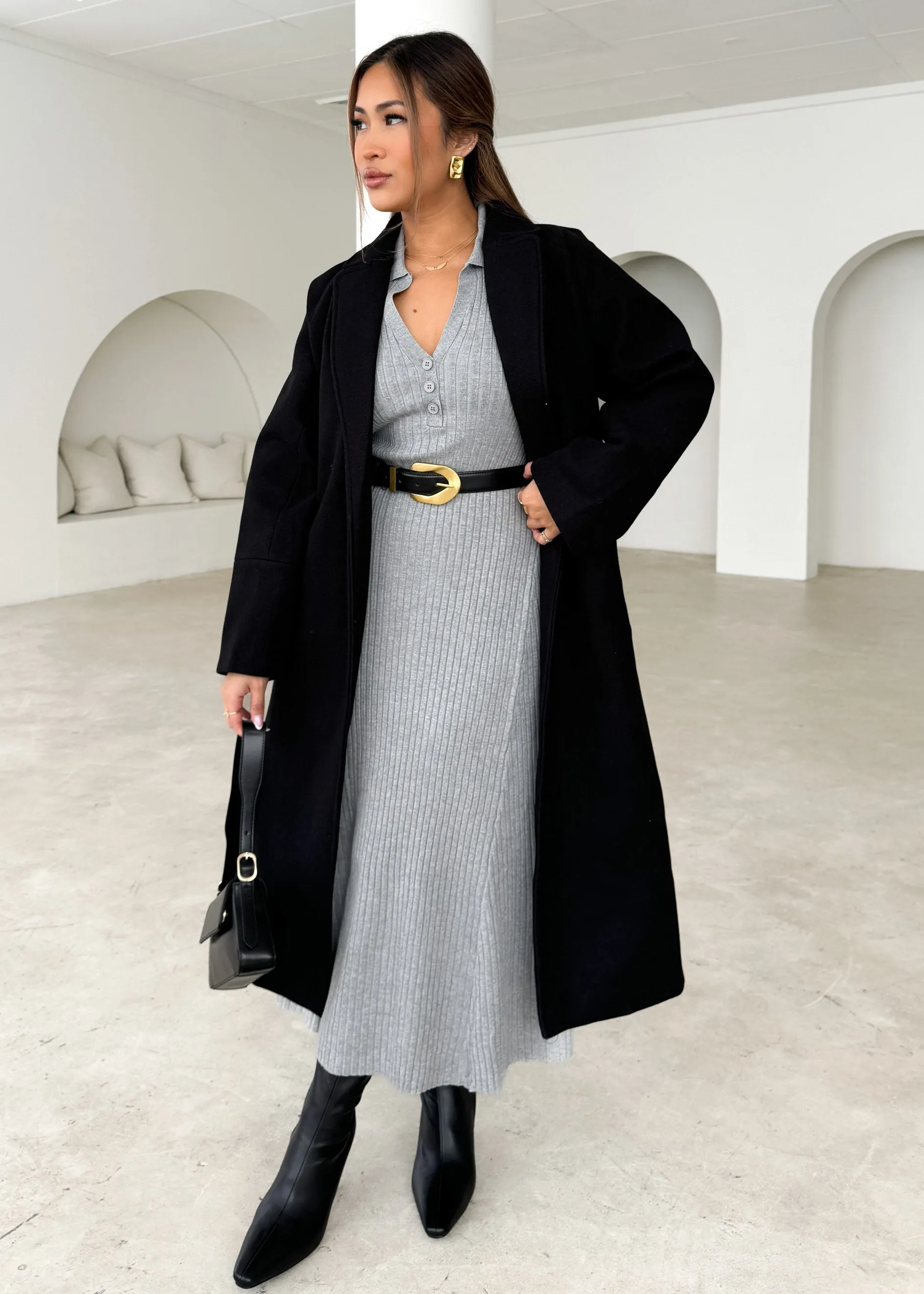 Dallis Knit Midi Dress - Grey