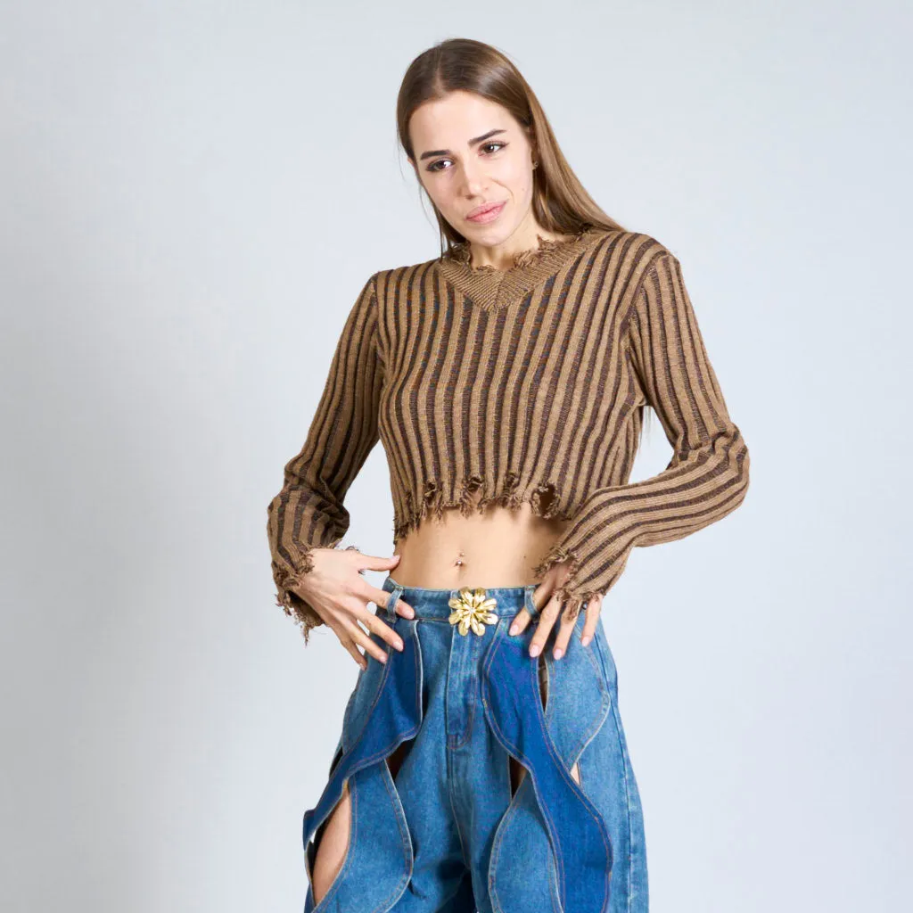 Distressed cropped top wholesale