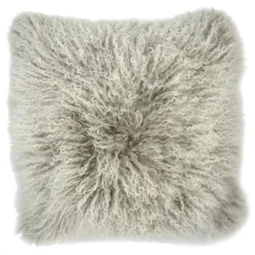 Double Dipped Mongolian Fur Silver Pillow
