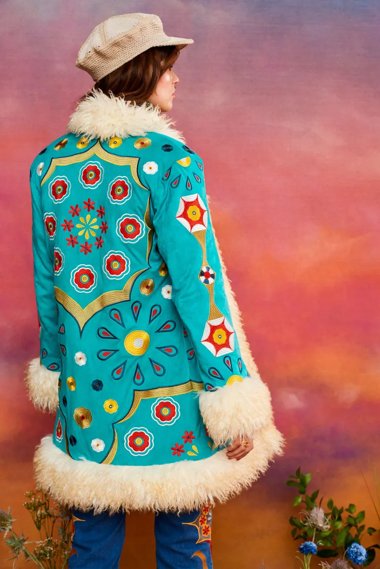 Dreamland Kaleidoscope Teal Penny Lane Coat