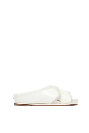 Ellington Flat Slide in Cream Wool Fur