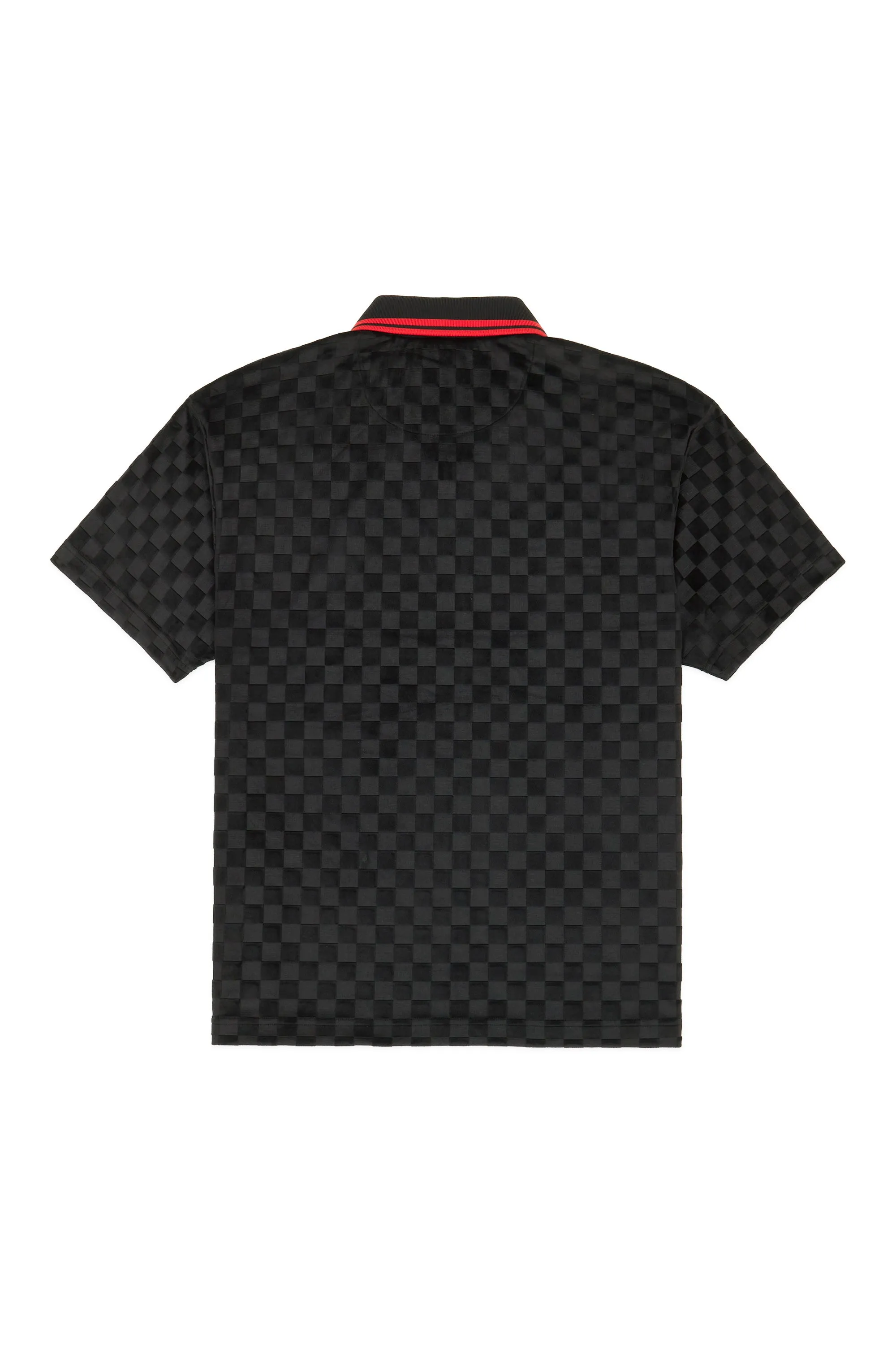 Embossed Checker Velour Zip Shirt