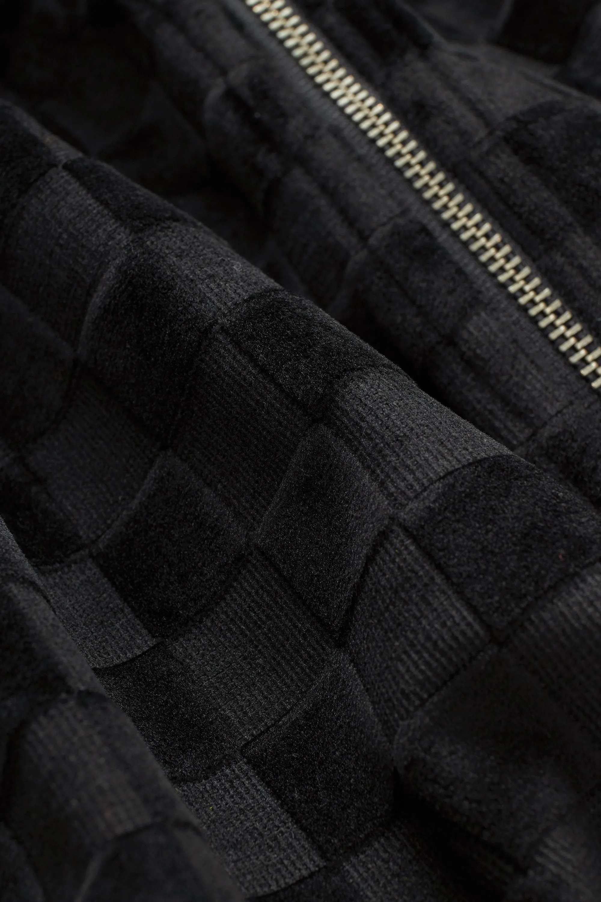 Embossed Checker Velour Zip Shirt