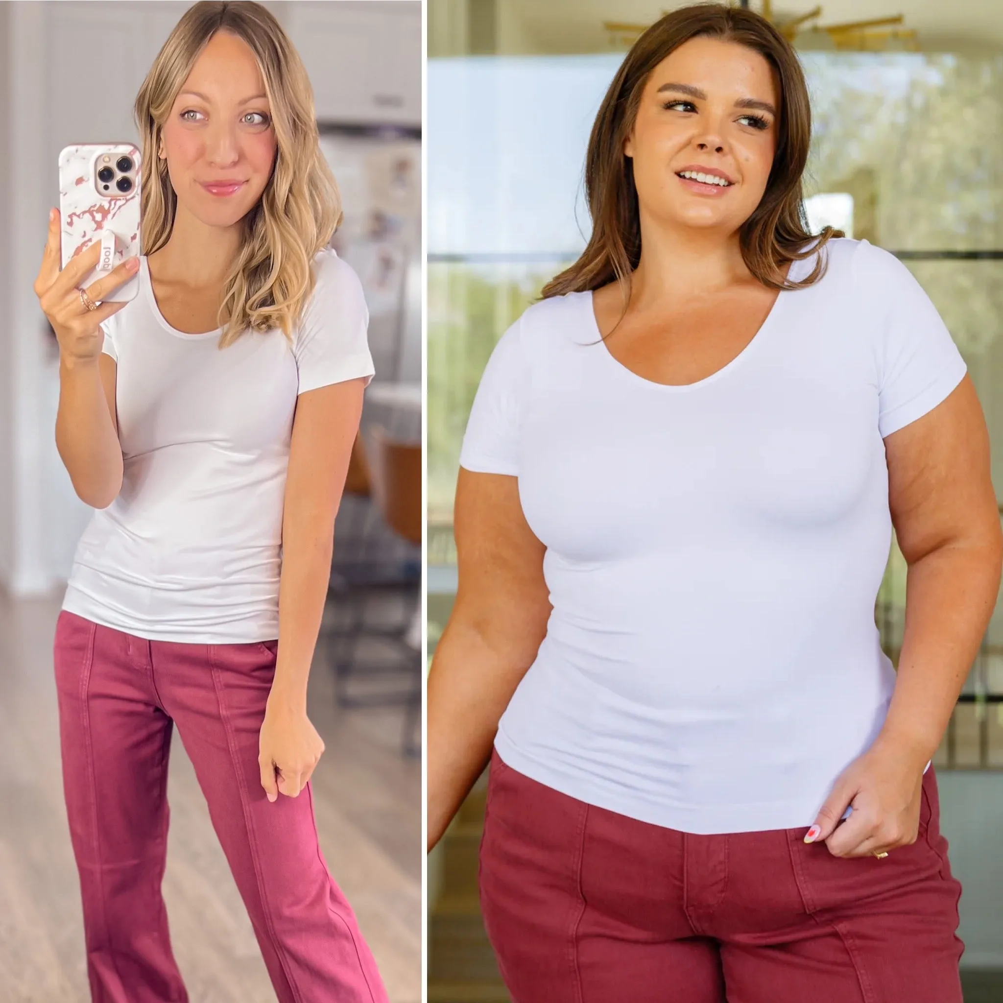 Everyday Scoop Neck Short Sleeve Top in White