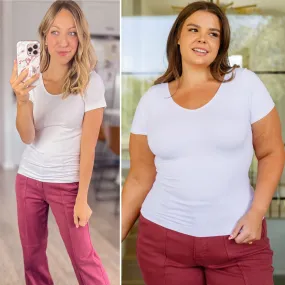 Everyday Scoop Neck Short Sleeve Top in White